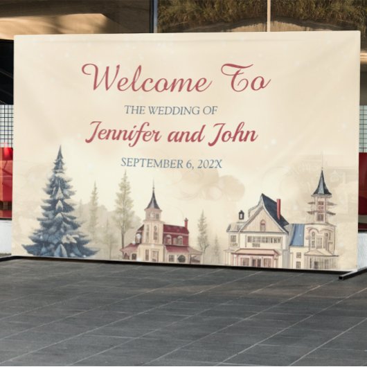 Romantische winter bruiloft spandoek