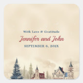 Romantische winter bruiloft vierkante sticker (Voorkant)