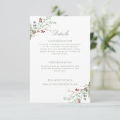 Romantische Winter Greenery Wedding Details Informatiekaartje (Staand voorkant)
