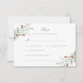 Romantische winter groen bruiloft RSVP kaartje (Voorkant)