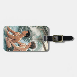 Romantische winter onsen bagagelabel