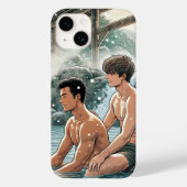 Romantische winter onsen Case-Mate iPhone case (Achterkant)