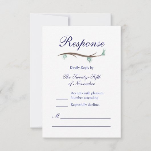 Romantische Winter Snow Tree Branches RSVP-kaart RSVP Kaartje (Voorkant)