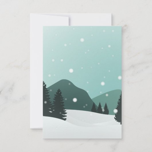 Romantische Winter Wedding Snowy Forest & Mountain Save The Date (Achterkant)