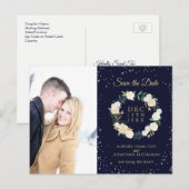 Romantische Winter Wonderland Save the Date Aankondigingskaart (Voorkant / Achterkant)