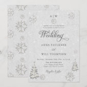 Romantische Winter Wonderland Sneeuwvlok Crest Bru Kaart (Voorkant / Achterkant)