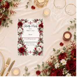 Romantische Winterbes Elegantie Bruiloft RSVP Kaartje