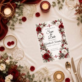 Romantische Winterbes Elegantie Bruiloft Save The Date