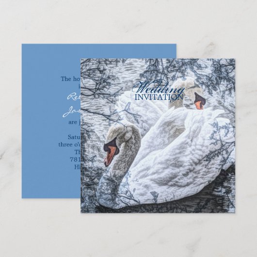 romantische wintermeer witte zwaan bruiloft kaart (Voorkant / Achterkant)