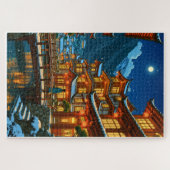 Romantische winternacht in een Japanse Onsen-stad Legpuzzel (Horizontaal)