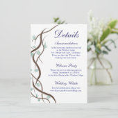 Romantische wintersneeuwboomtakken Details Kaart (Staand voorkant)