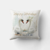 Romantische Winterzwanen Prettige Feestdagen Kussen (Achterkant)