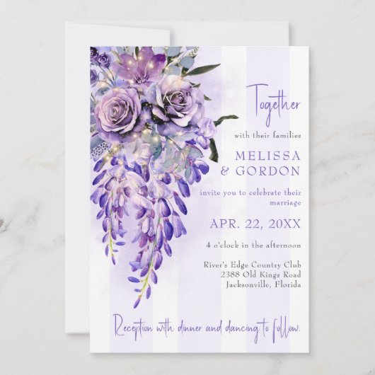 Romantische Wisteria Huwelijksuitnodiging Kaart (Voorkant)