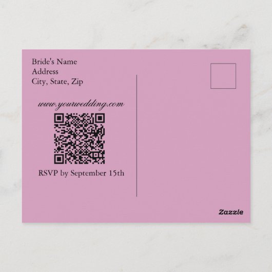 Romantische Wisteria Paarse QR-code bruiloft Briefkaart (Achterkant)