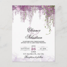 Romantische Wisteria Paarse QR-code bruiloft Briefkaart