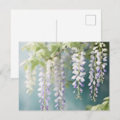 Romantische Wisteria Vine Waterverf op Dusty Blue Briefkaart (Voorkant / Achterkant)