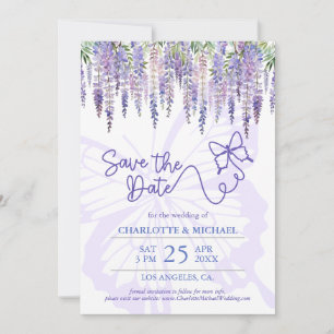 Romantische Wisteria & Vlinder Tuin Bruiloft Save The Date
