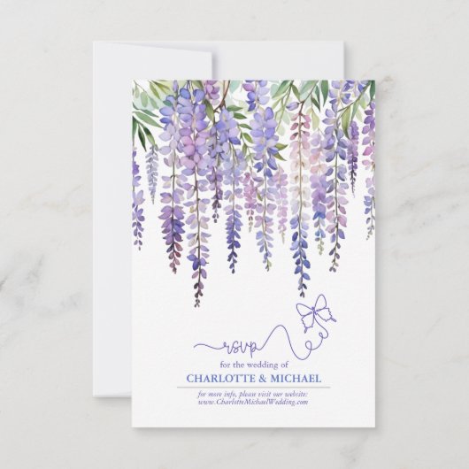 Romantische Wisteria & Vlindertuin Huwelijk RSVP (Achterkant)