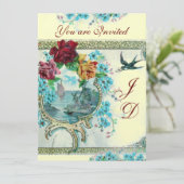 ROMANTISCHE WITTE BLAUWE MONOGRAM MET WEDING KAART (Staand voorkant)