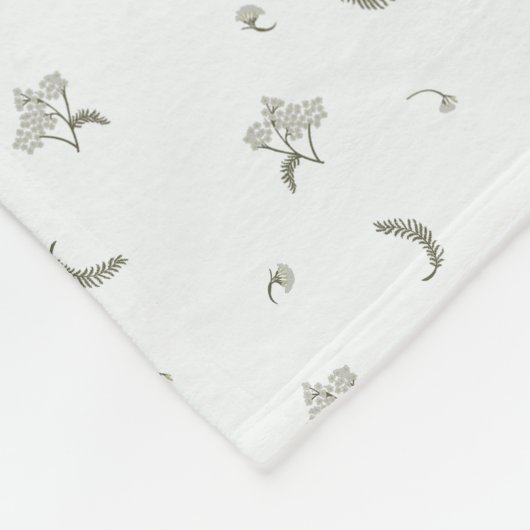 Romantische witte bloem fleece deken (Hoek)