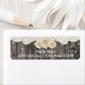 Romantische Witte Bloem & Parels Rustieke Hout Etiket (Insitu)
