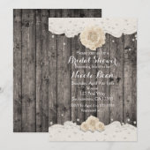 Romantische Witte Bloem & Parels Rustieke Hout Kaart (Voorkant / Achterkant)