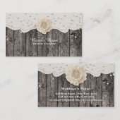 Romantische Witte Bloem & Parels Rustieke Houten B Visitekaartje (Voorkant / Achterkant)
