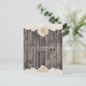 Romantische Witte Bloem & Parels SAVE THE DATE Aankondigingskaart (Staand voorkant)