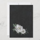 Romantische witte bloemen botanisch zwart save the date (Achterkant)