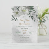 romantische witte bloemen botanische bruiloft kaart (Staand voorkant)