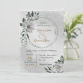 romantische witte bloemen botanische bruiloft kaart (Staand voorkant)