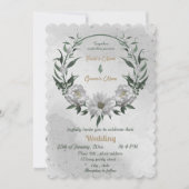 romantische witte bloemen botanische bruiloft kaart (Voorkant)