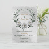 romantische witte bloemen botanische bruiloft kaart (Staand voorkant)