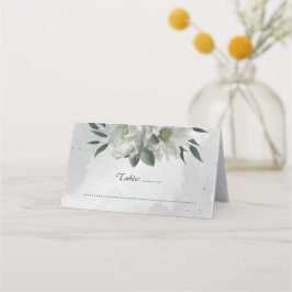 romantische witte bloemen botanische bruiloft plaatskaartje