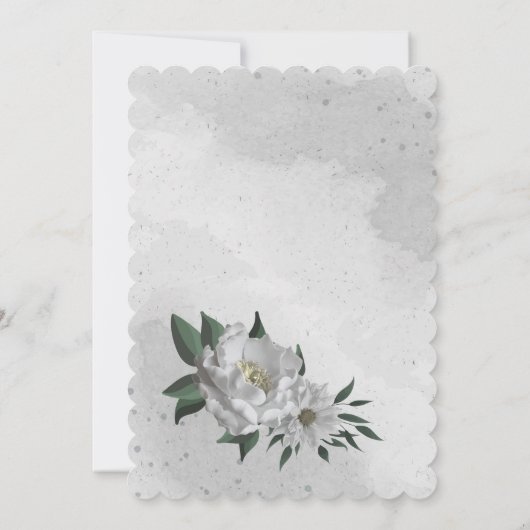 Romantische witte bloemen botanische verjaardag kaart (Achterkant)