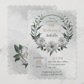 Romantische witte bloemen botanische verjaardag kaart (Voorkant / Achterkant)