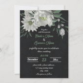 romantische witte bloemen botanische zwarte bruilo kaart (Voorkant)