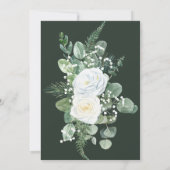 Romantische witte bloemen en groen bruiloft kaart (Achterkant)