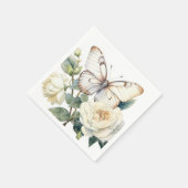 Romantische witte bloemen en vlinder servet (Hoek)