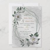 romantische witte bloemen geometrische bruiloft kaart (Voorkant)