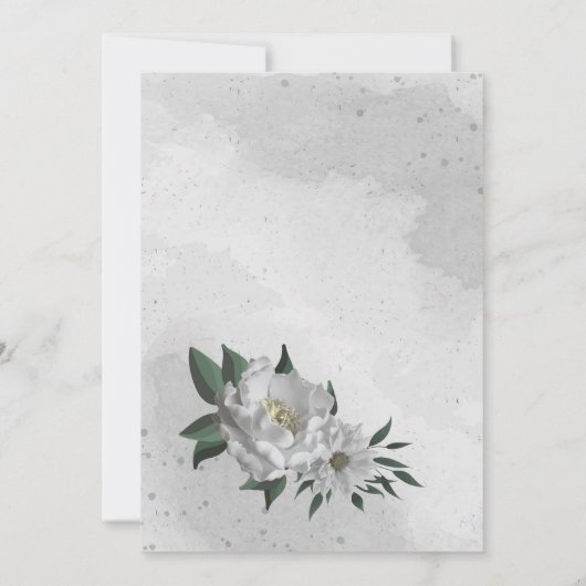 romantische witte bloemen geometrische bruiloft kaart (Achterkant)