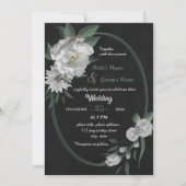 romantische witte bloemen geometrische zwarte brui kaart (Voorkant)