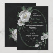 romantische witte bloemen geometrische zwarte brui kaart (Voorkant / Achterkant)