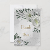 romantische witte bloemen grilly bruiloft bedankkaart (Voorkant)