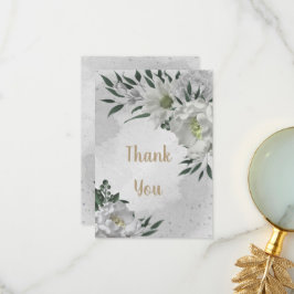 romantische witte bloemen grilly bruiloft bedankkaart