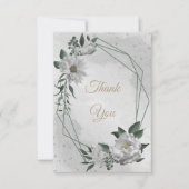 romantische witte bloemen grilly bruiloft bedankkaart (Voorkant)