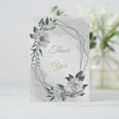 romantische witte bloemen grilly bruiloft bedankkaart (Staand voorkant)