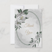 romantische witte bloemen grilly bruiloft bedankkaart (Voorkant)