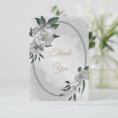 romantische witte bloemen grilly bruiloft bedankkaart (Staand voorkant)