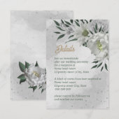 romantische witte bloemen grilly bruiloft informatiekaartje (Voorkant / Achterkant)